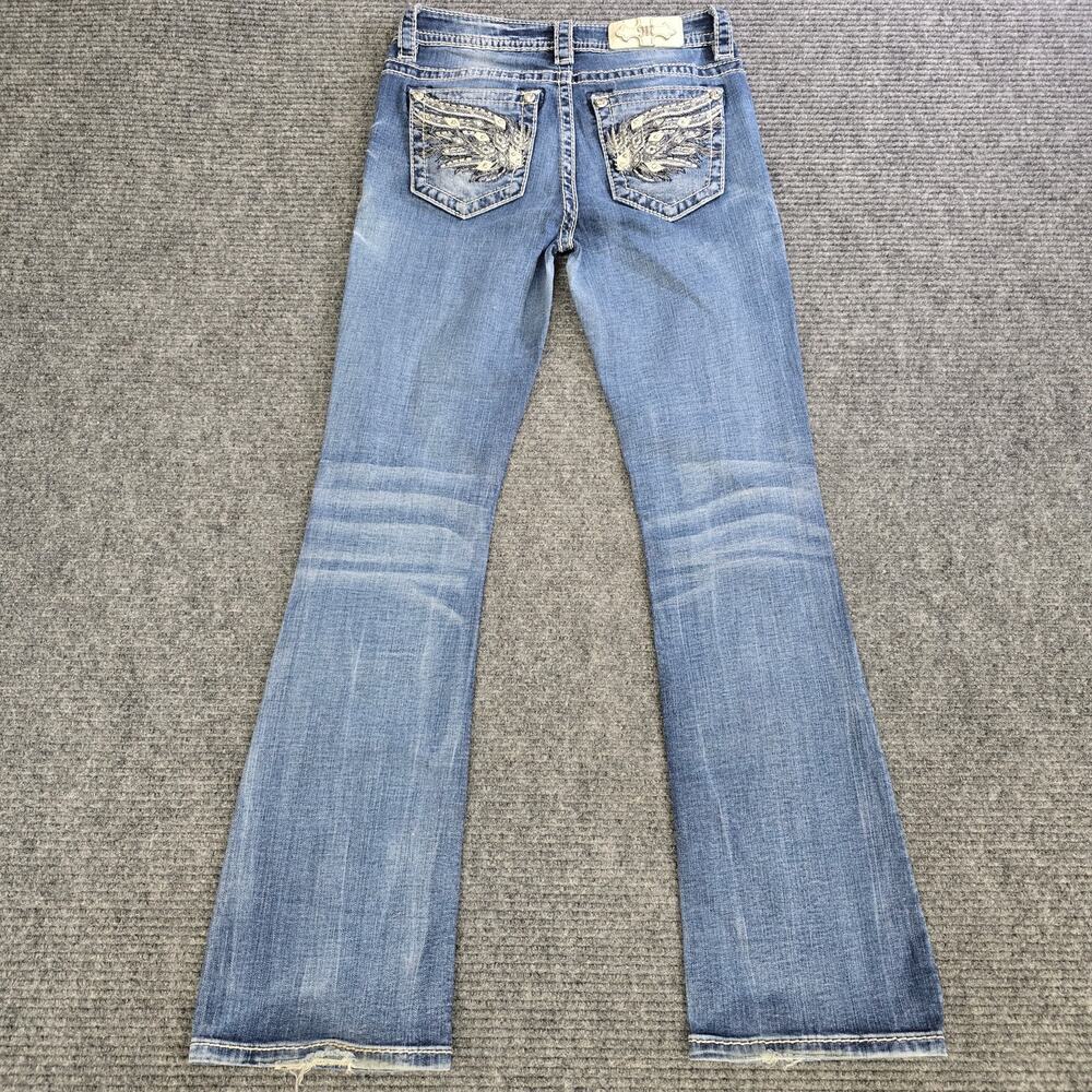 Miss Me Chloe Boot Jeans Womens 27x31 Blue Angel Wing Rhinestone Bootcut